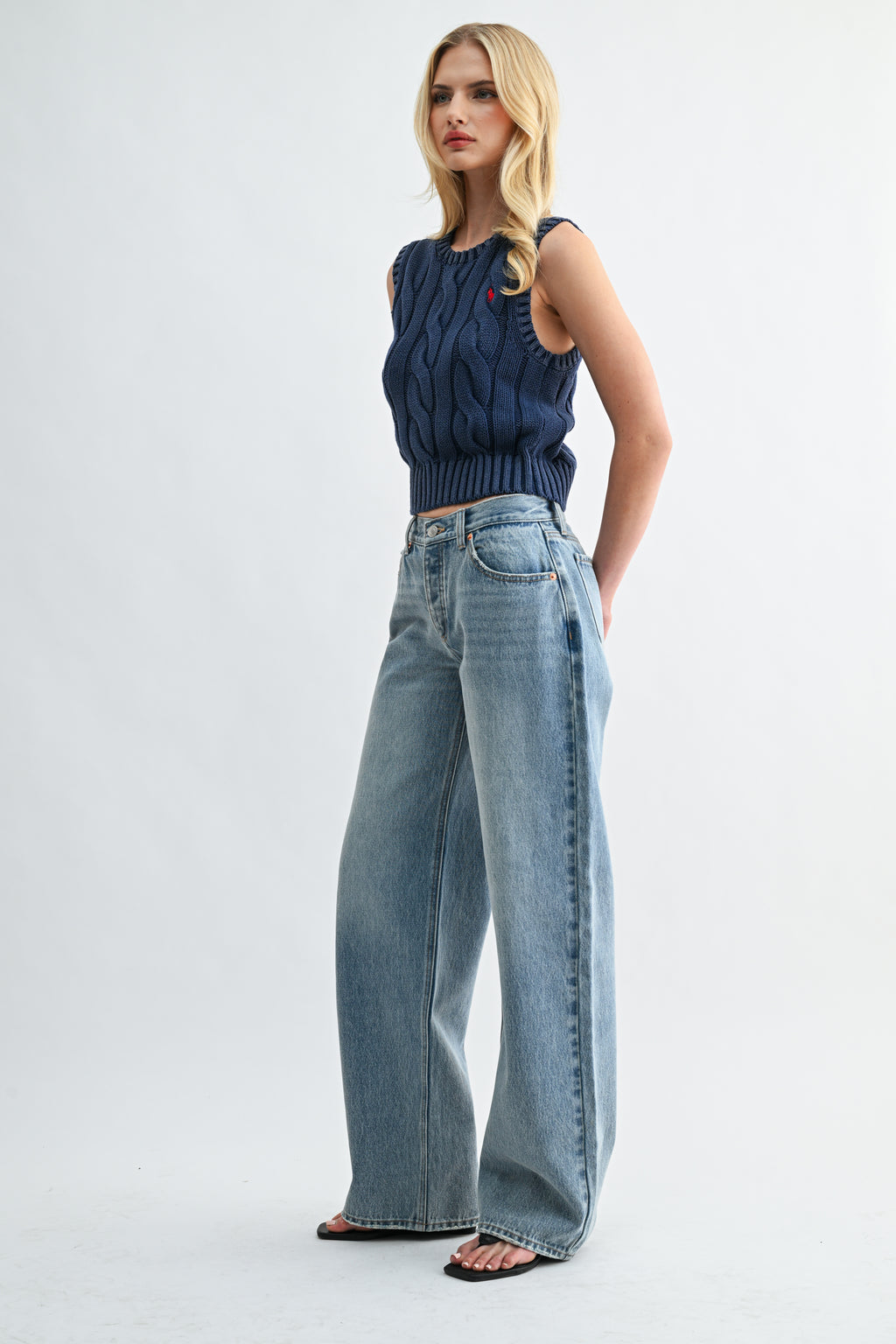 Jemina Denim 90s Low-Rise Baggy Wide-Leg Jean relaxed wide leg side profile