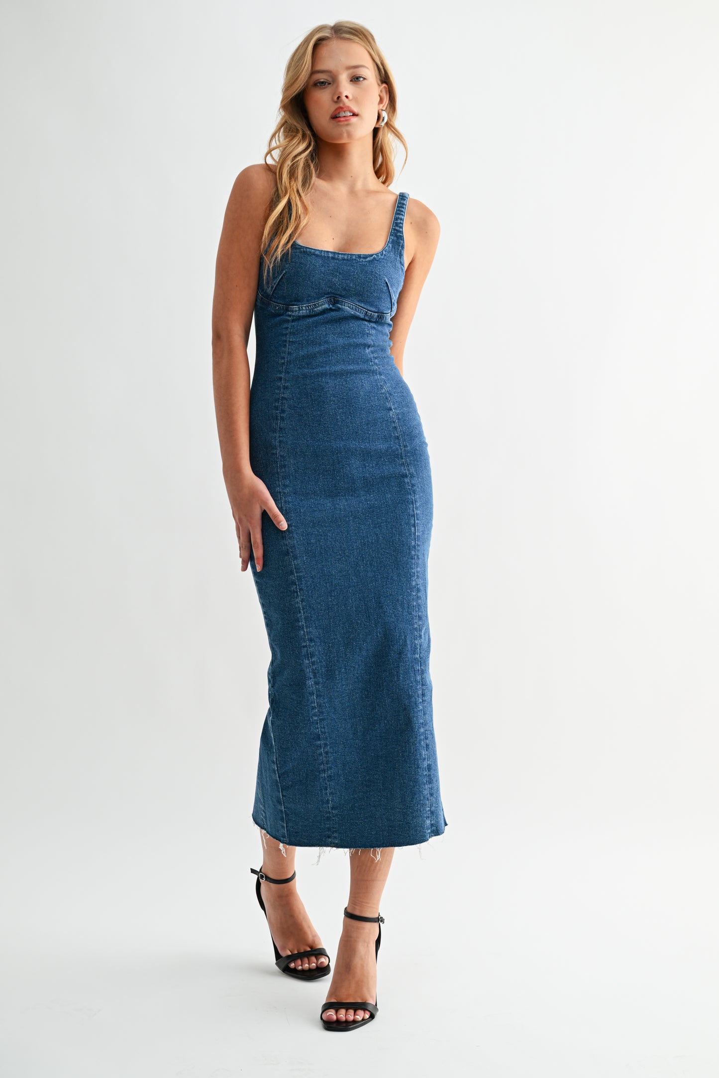 Seamed Denim Dress