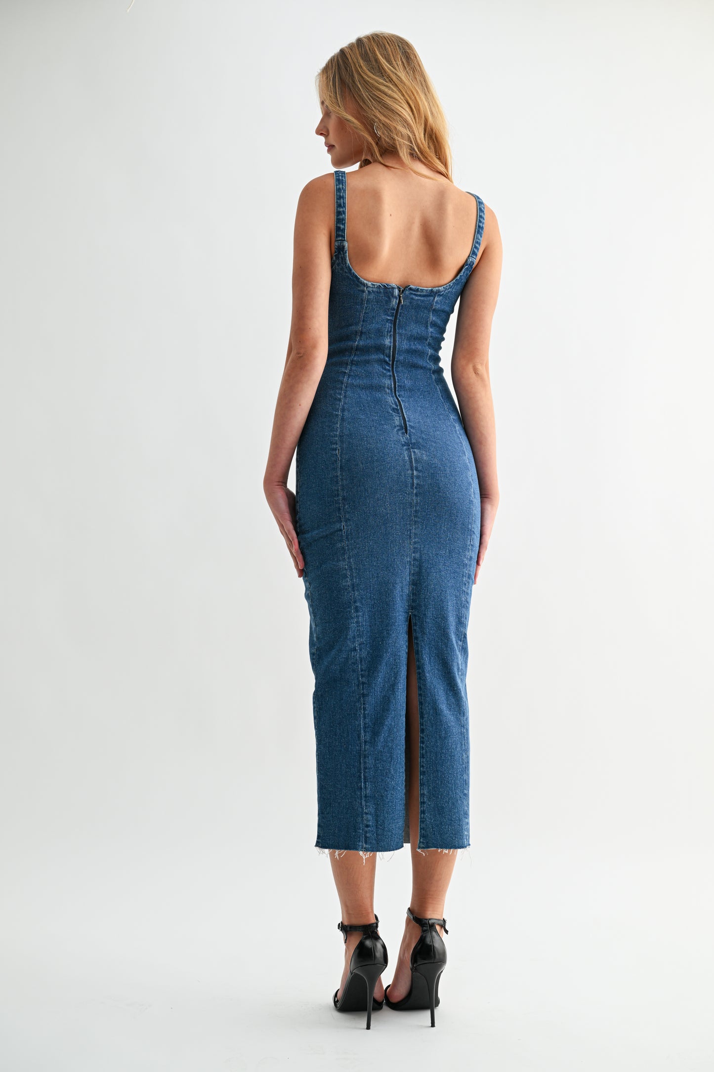 Seamed Denim Dress