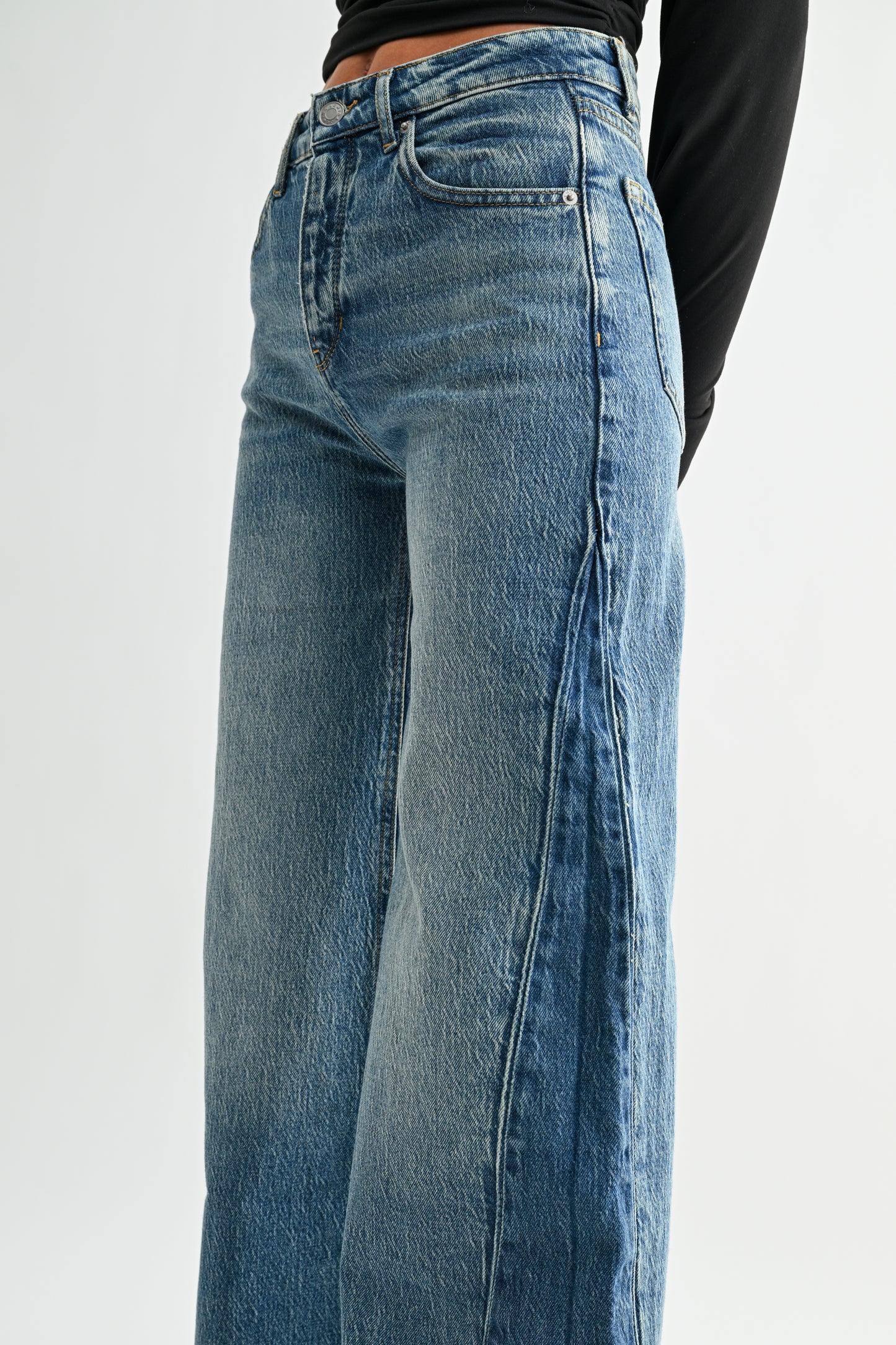 High Rise Wide Two-Tone Contrast Side Panel Pant