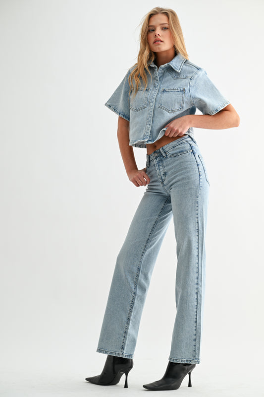 High Rise Hidden Waistband Straight