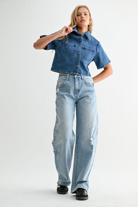 The Muse Mini-Shirt Medium Wash