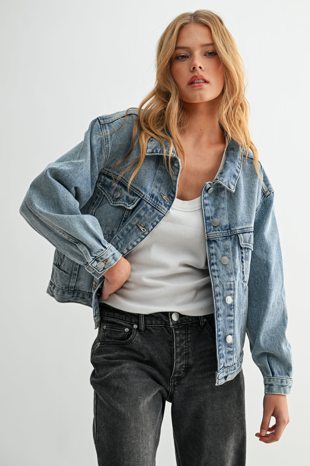The Aura Cropped Denim Jacket
