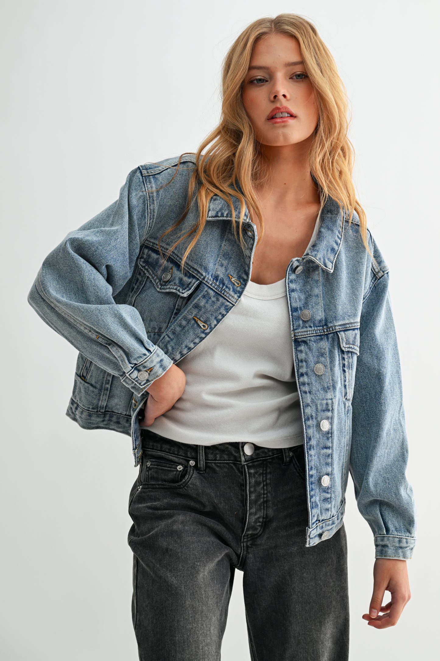 The Aura Cropped Denim Jacket