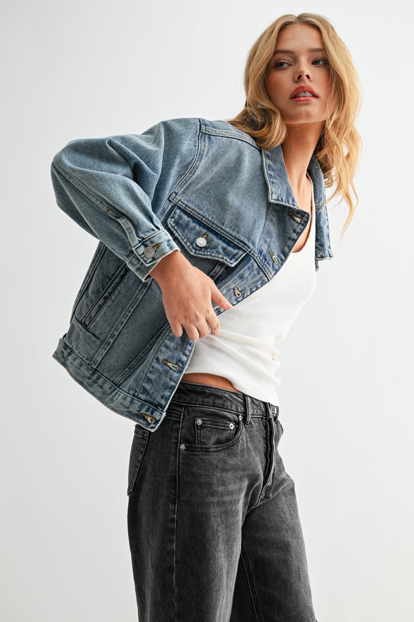 The Aura Cropped Denim Jacket